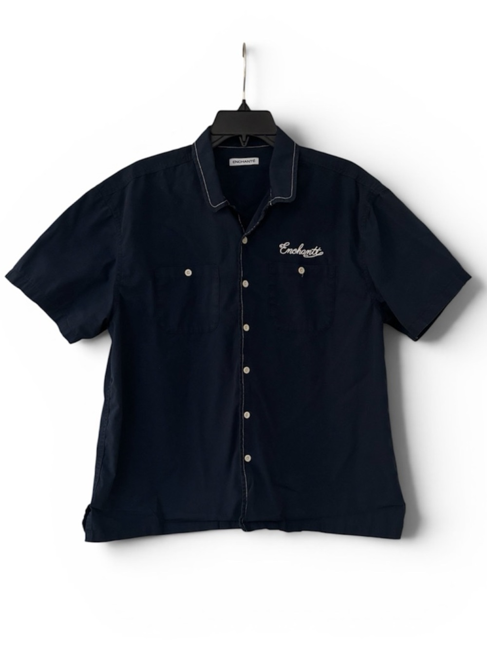 ENCHANTE Navy Short Sleeve Button Down Shirt
